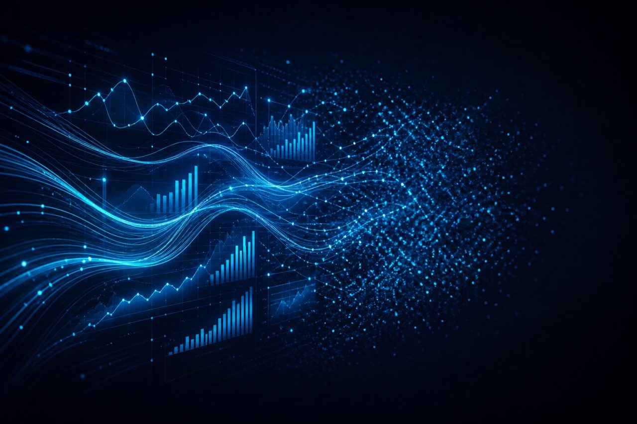 Abstract flowing data streams and graph lines