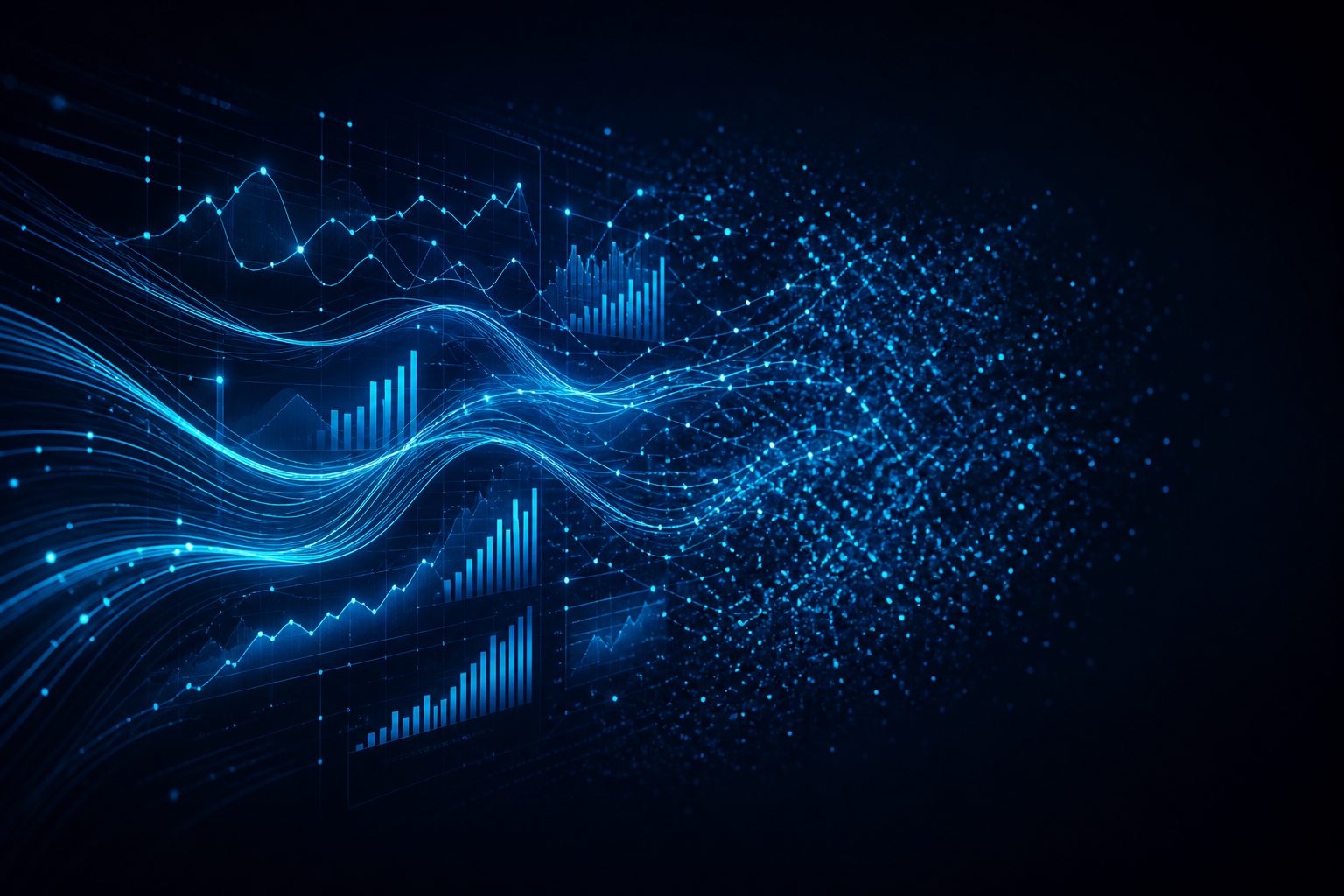 Abstract flowing data streams and graph lines